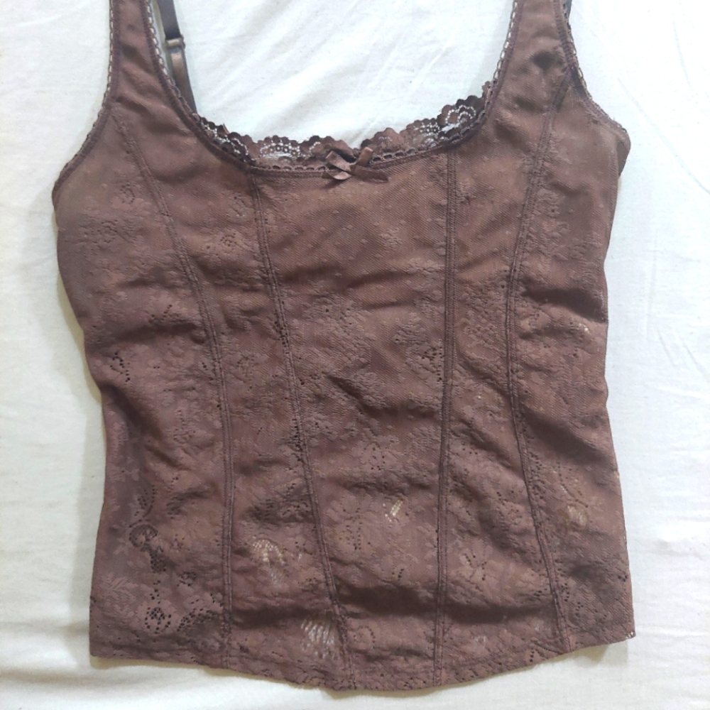 Brown Lace Crop Top